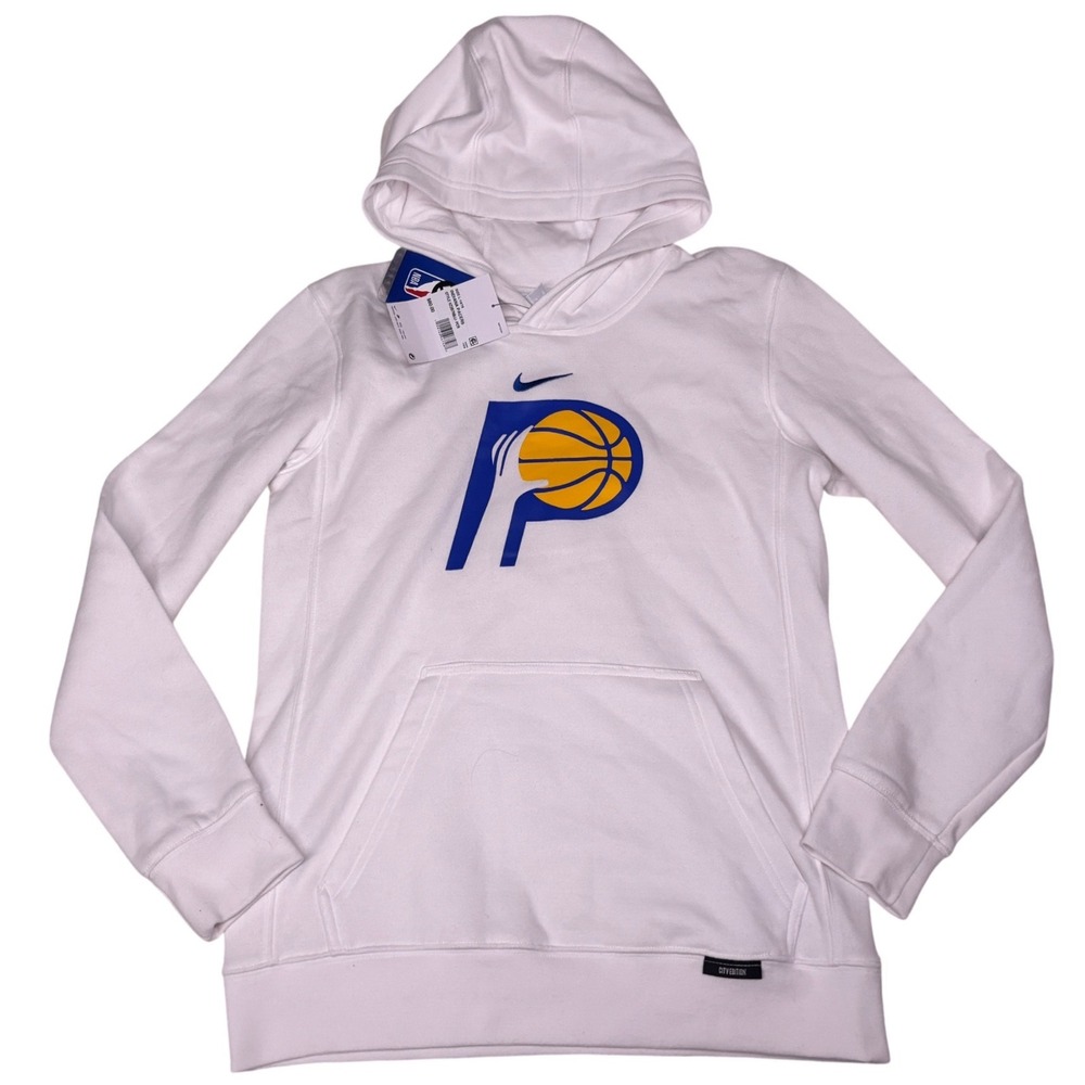 Nike Indiana Pacers Hoodie Kids L 14/16 White City Edition Basketball NWT